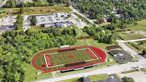 Render of Football field to be constructed on the site