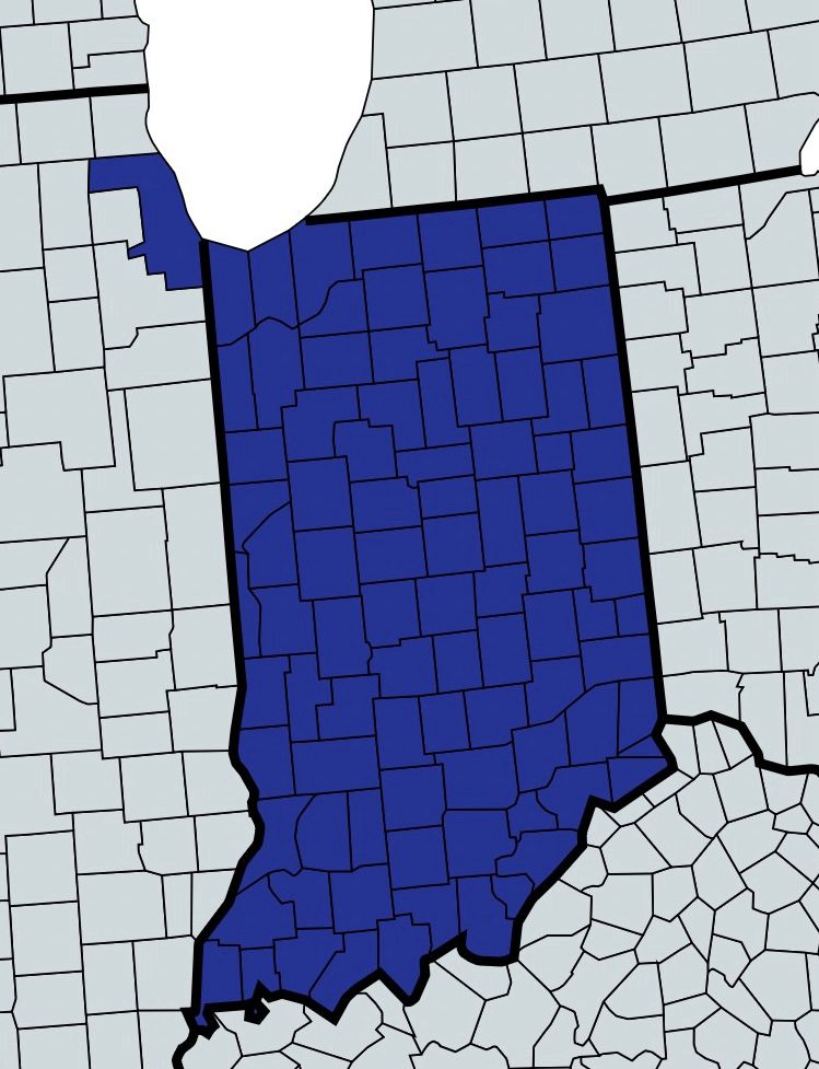 Map of Indiana and Cook County