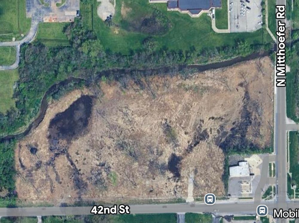 Aerial of Wetland showing ponds and swampy areas 