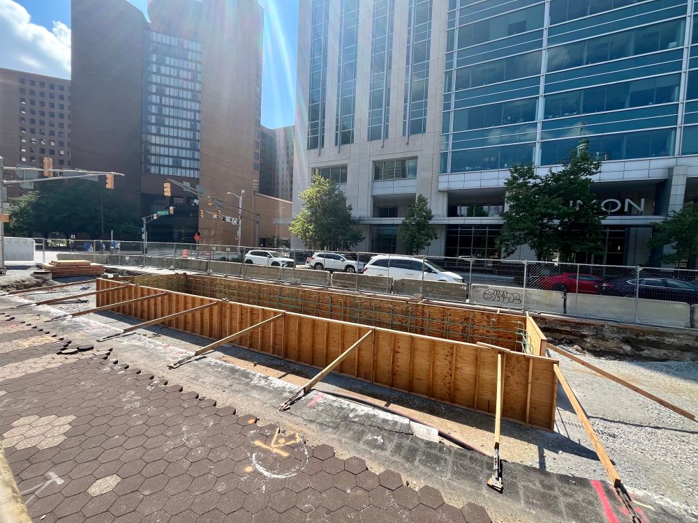 A form is set for the Statehouse Platform in front of the Simon Property Group HQ