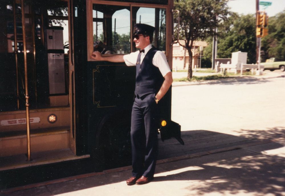 My dad with his bus in Fort Worth TX