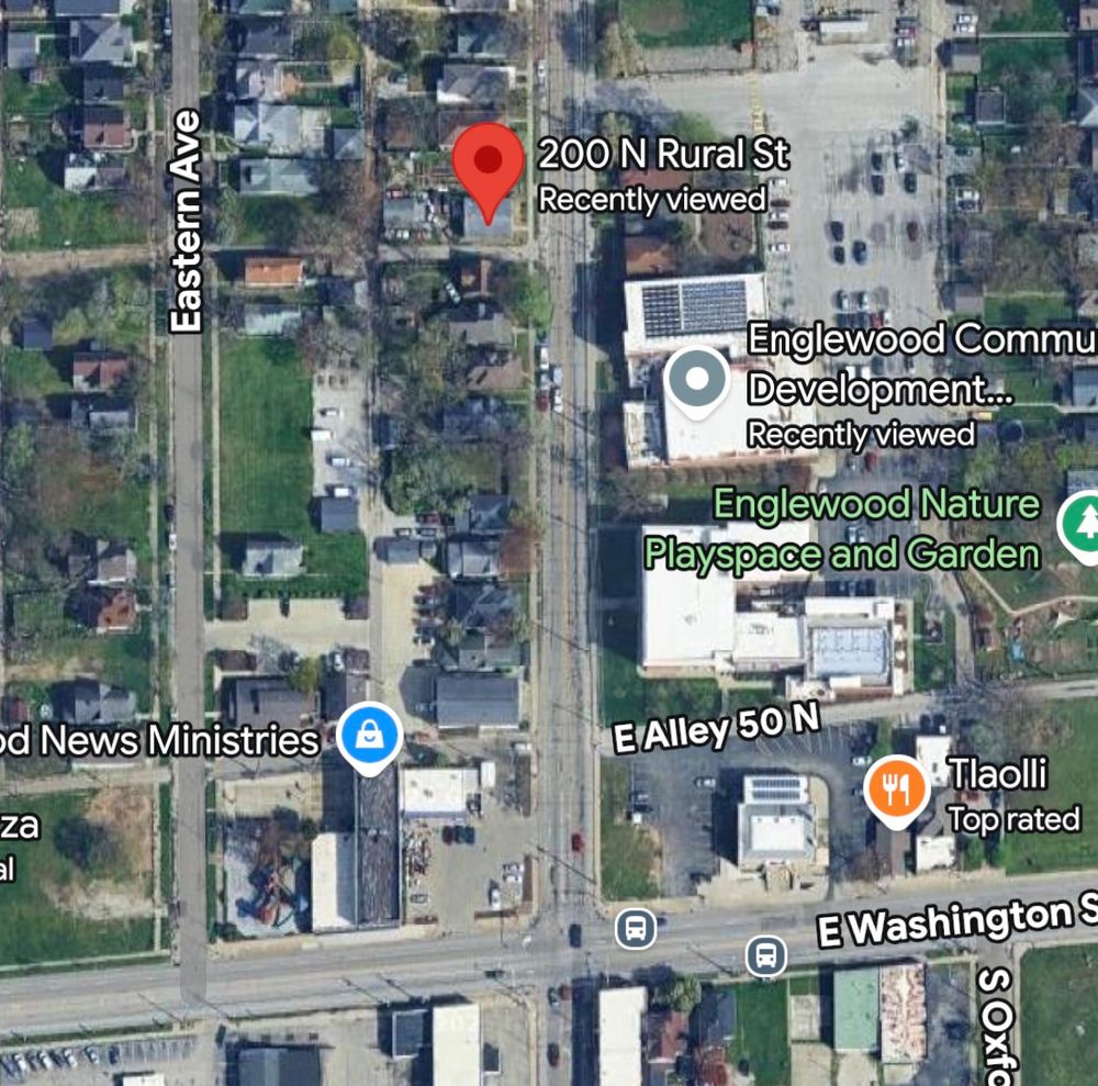 Aerial view of 200 N Rural showing proximity to Washington Street