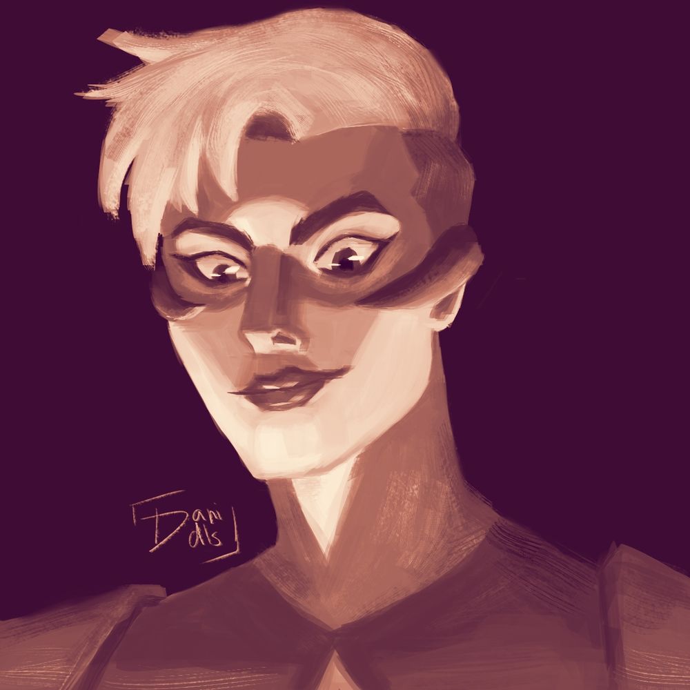 A portrait drawing of Scorpia from She-ra and the princesses of power with a strong light coming from the bottom, giving the piece a slight ominous feeling 