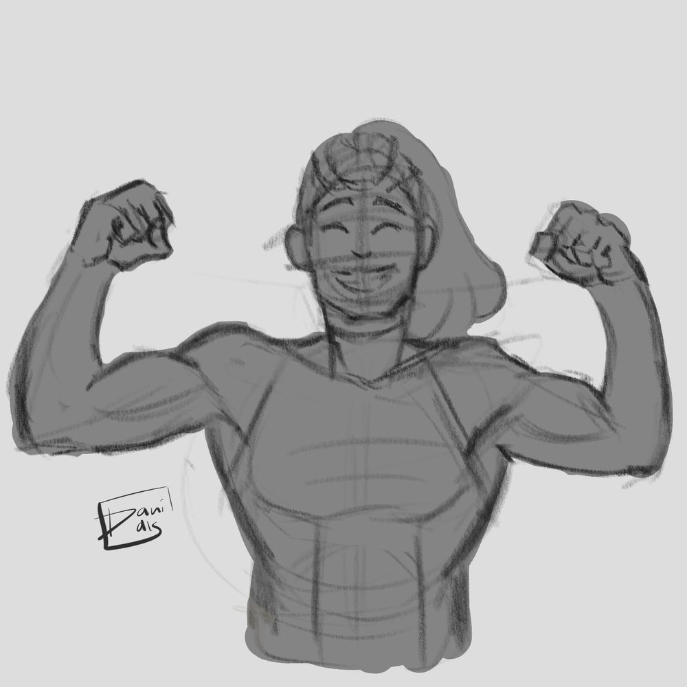 Adora from shera and the princesses of power flexing both of her arms with a big smile on her face