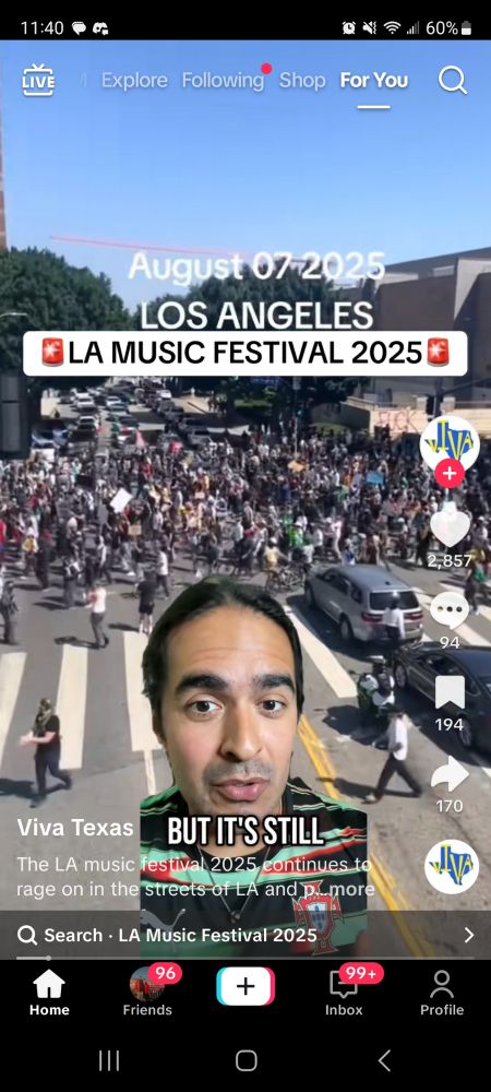 Picture of protest in LA using the code words "music festival" to get past Tiktok suppression
