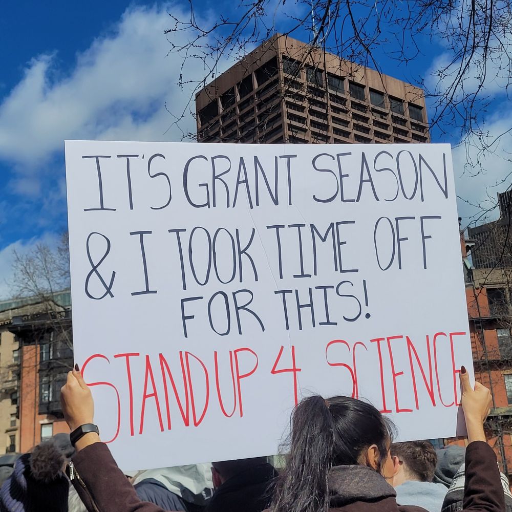 Sign: it's grant season and i took time off for this! Stand up 4 science