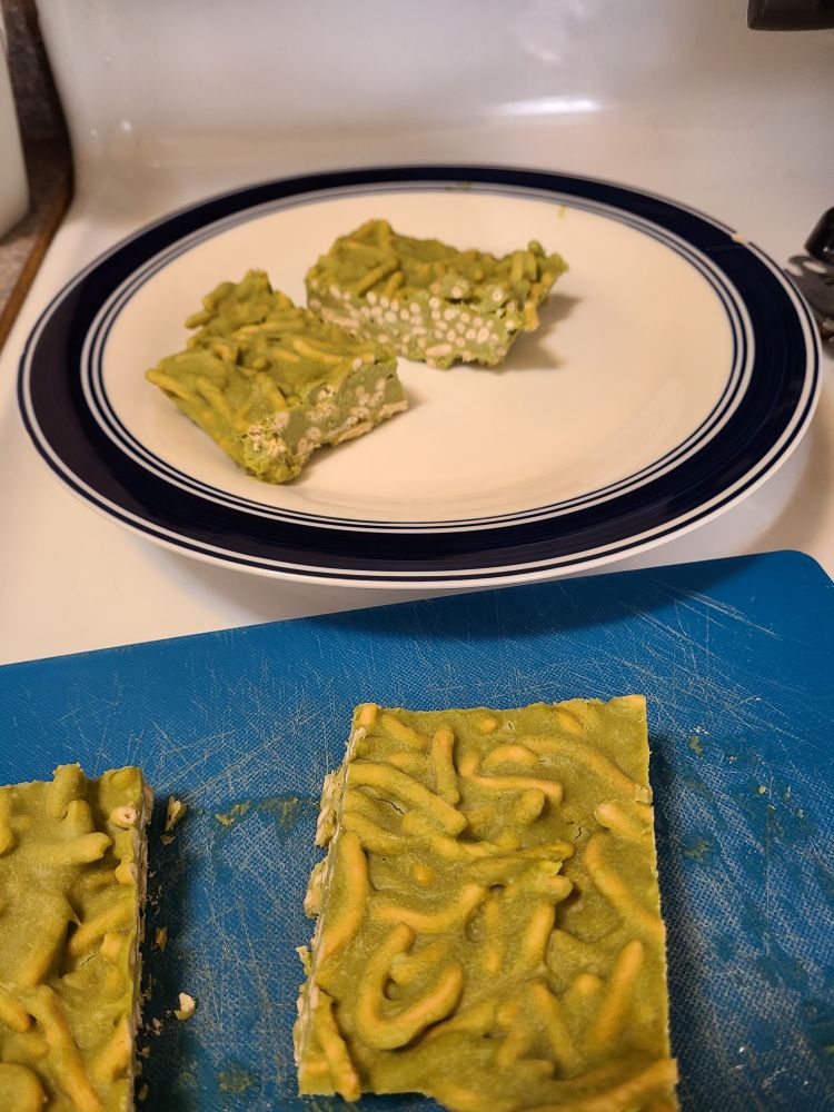 matcha bars, cut