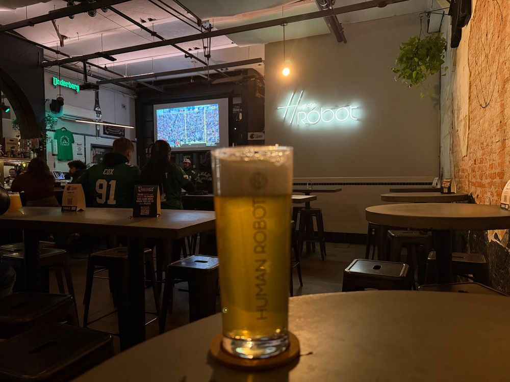 A picture of a Pilsner beer inside Human Robot, a Philadelphia brewer. 