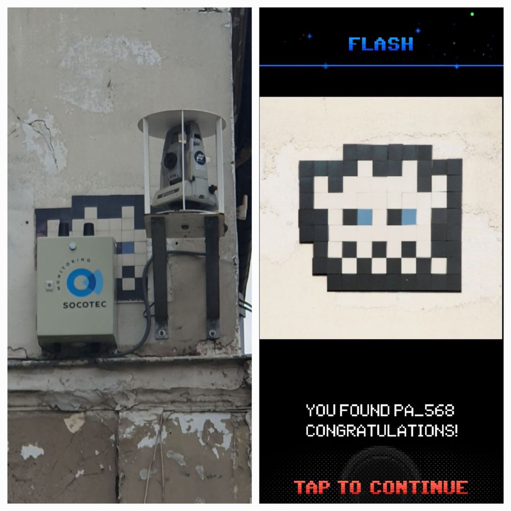 La pièce PA_568 de SpaceInvaders à été dégradée par des gens qui ne comprennent rien au StreetArt mais heureusement elle est flashable sur l'application 