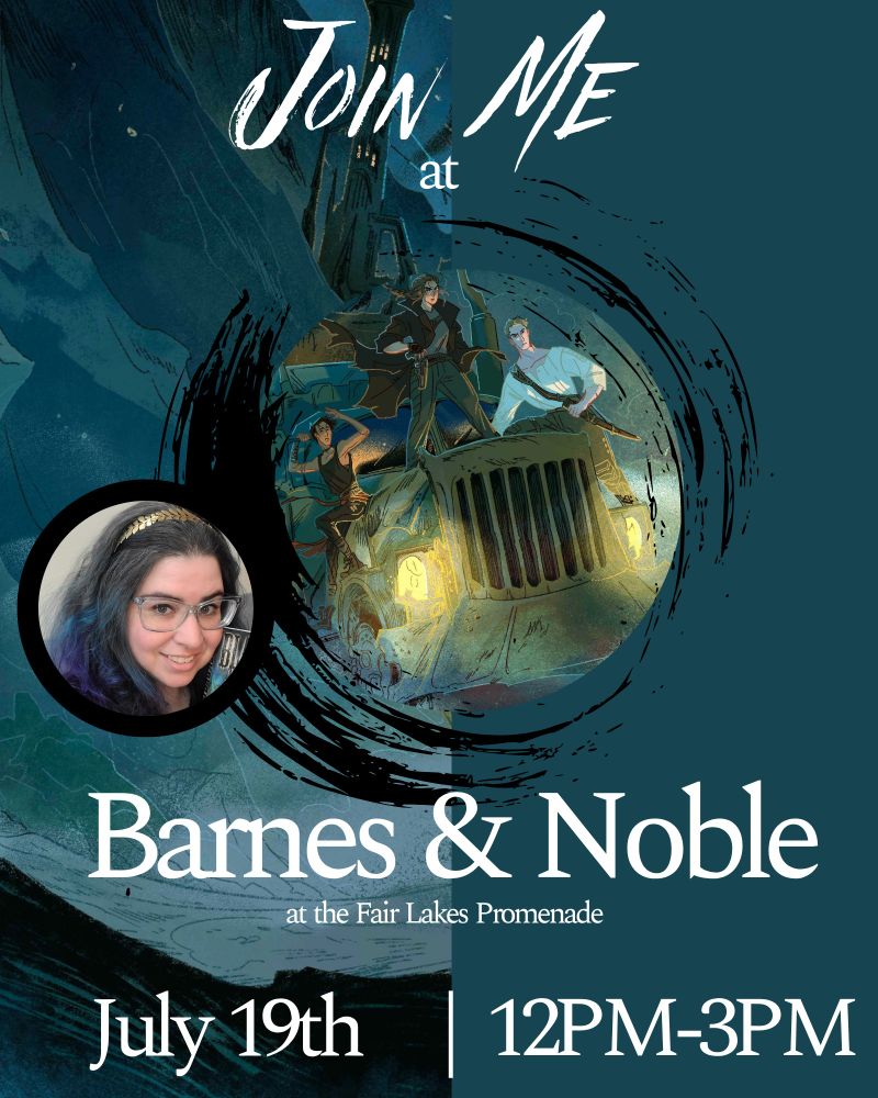 Image text reads: Join me at Barnes & Noble at the Fair Lakes Promenade. July 19th | 12PM-3PM