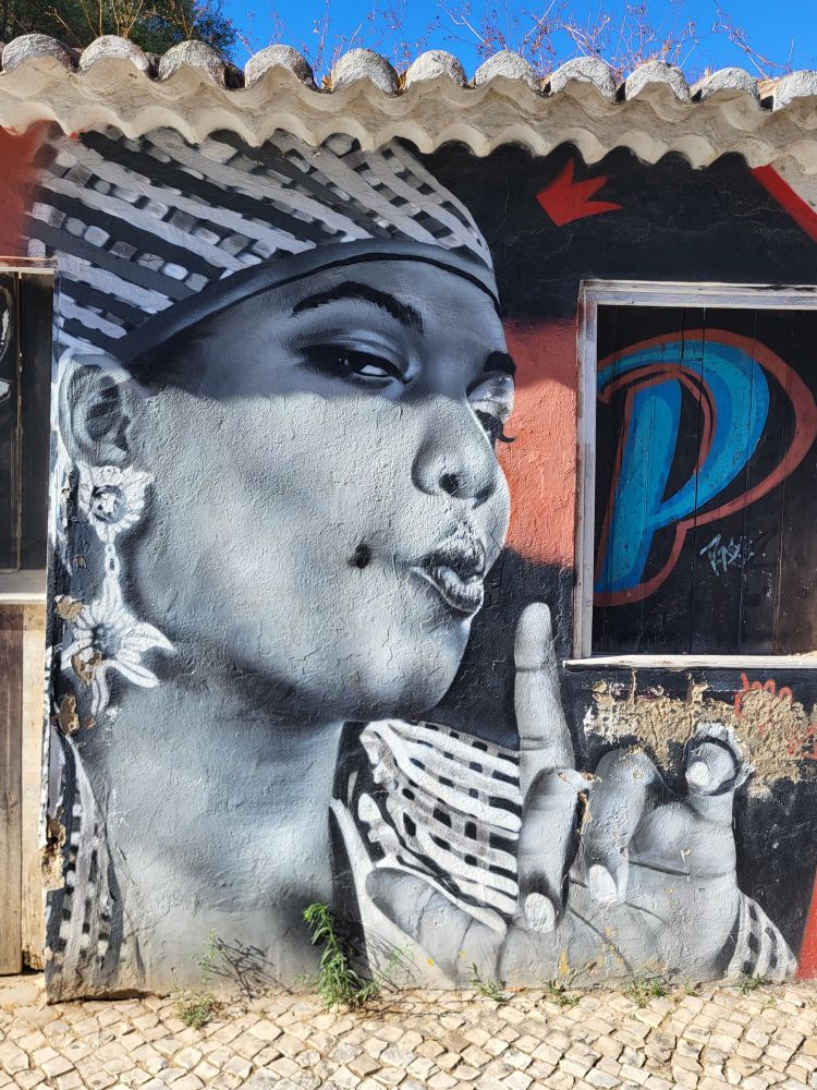 Streetart showing a woman in african style.