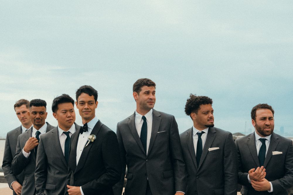 Groomsmen - in a line.
