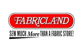 The Fabricland logo. A tagline underneath says "Sew much more than a fabric store"