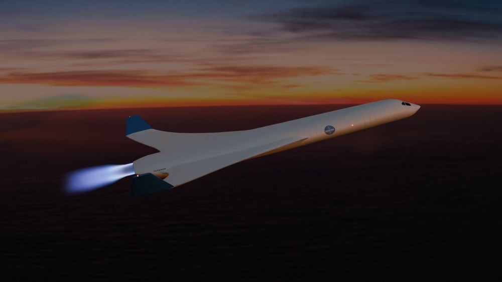 A white lifting body Single Stage to Orbit passenger shuttle is on its way to Low earth orbit with the backdrop of the sunset.