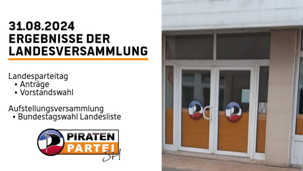 Ergebnisse des Landesparteitags und der Aufstellungsversammlung 24.1 - Piratenpartei Schleswig-Holstein