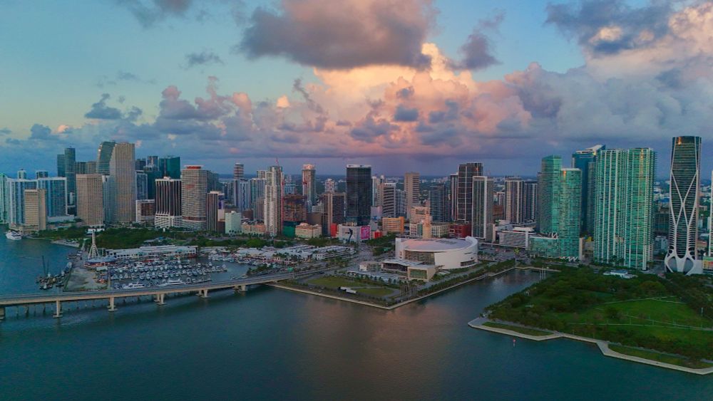 The beautiful skyline of downtown Miami, just after the sunrise this morning. 