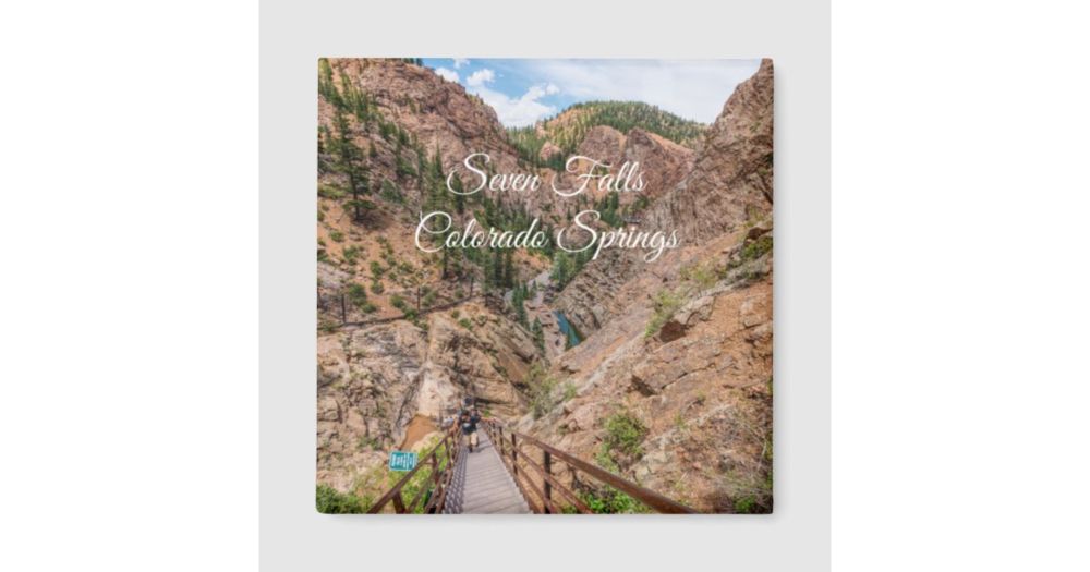 Looking Down Seven Falls Stairs Square Magnet | Zazzle