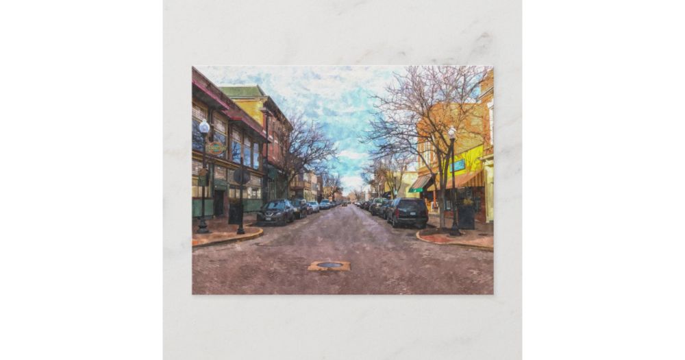 St Charles Main St Painterly Postcard | Zazzle