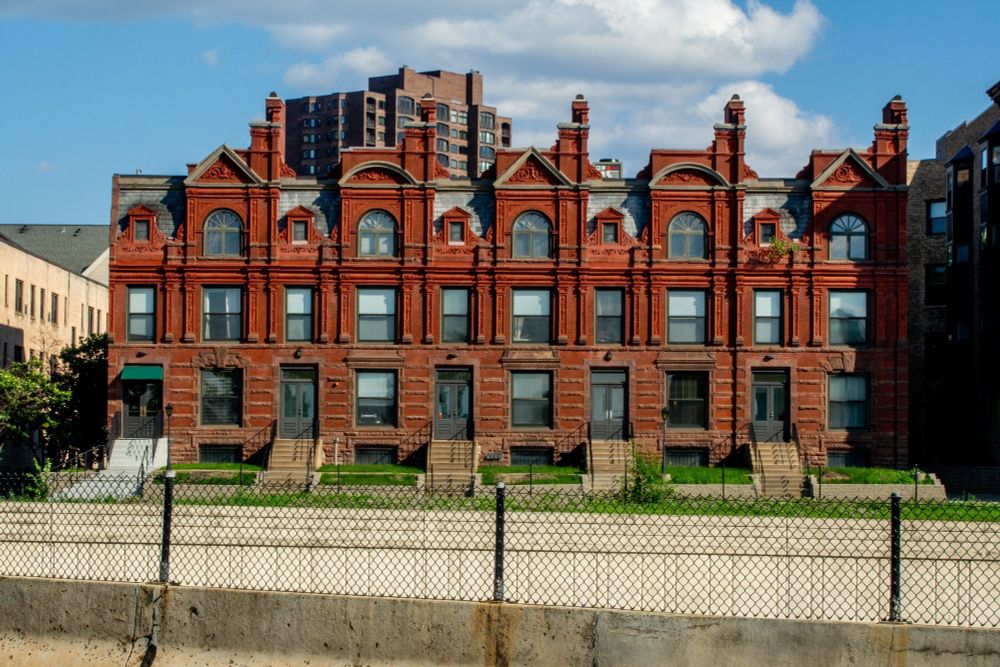 A unique brick colored apartment building in Downtown Minneapolis 