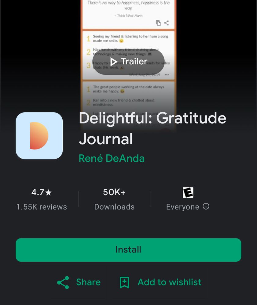 Screenshot of Delightful Play Store listing