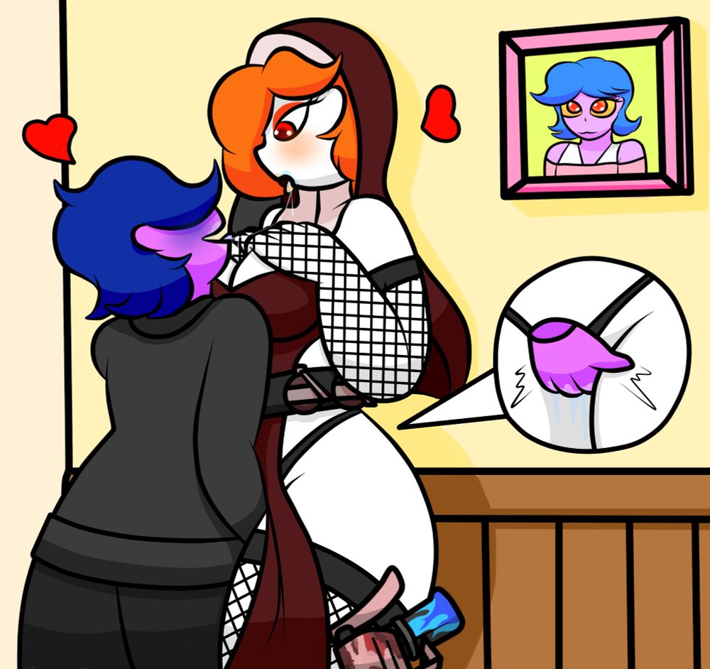 A married couple giving some love each other against the wall, with saliva trails and the husband touching his 2mt tall wive's pussy