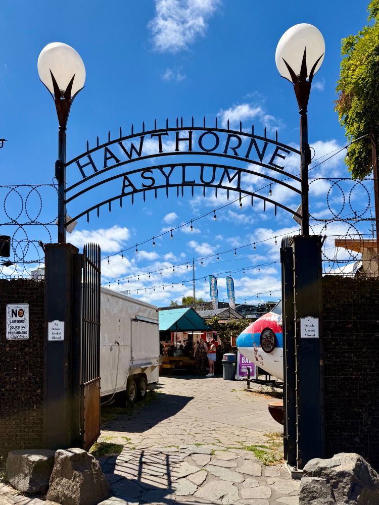 Hawthorne Asylum front gate.