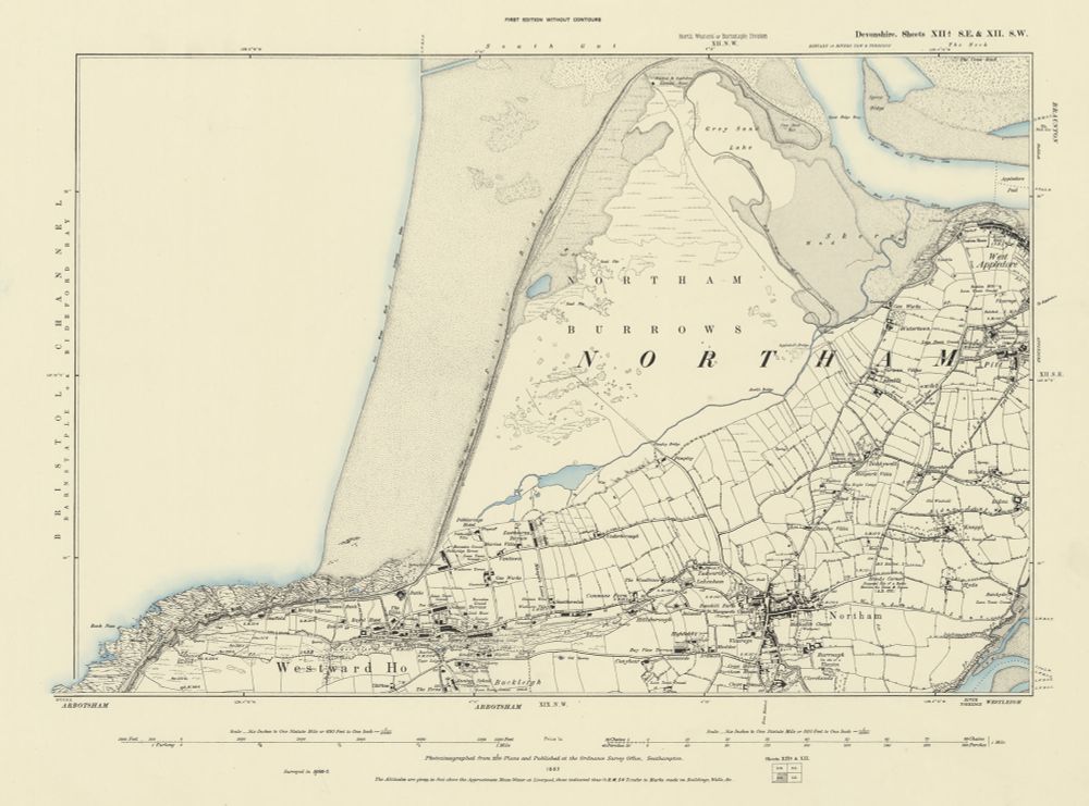 Old map of Westward Ho