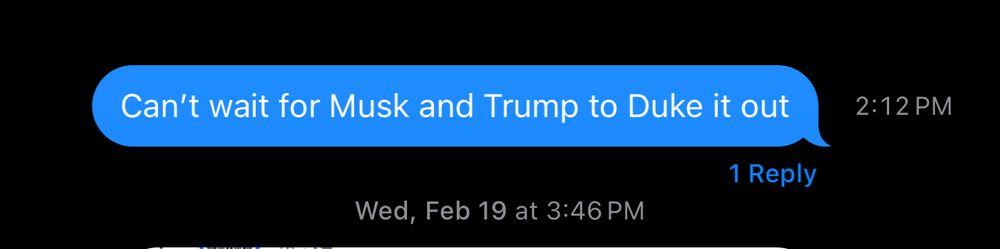 A text predicting the Trump and Musk feud