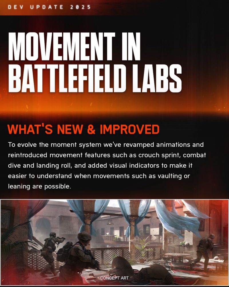 Screenshot of movement updates in battlefield