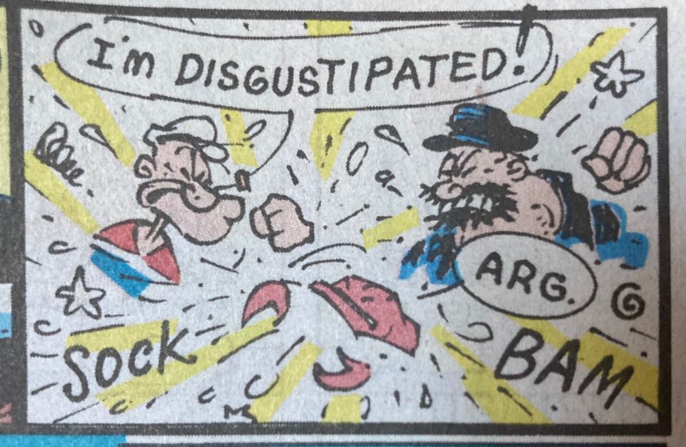Popeye, Bluto, and Crabby fight