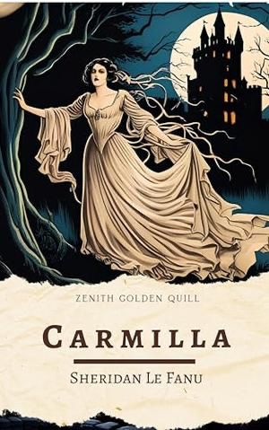 Book cover for 
CARMILLA by
SHERIDAN LE FANU

Shows a woman in a  dress running through the night