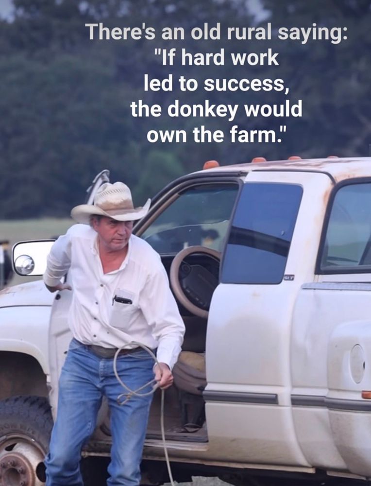 There's an old rural saying:
"If hard work led to success, the donkey would own the farm."