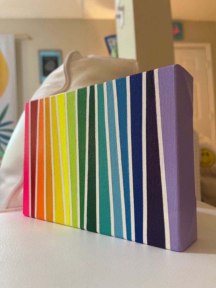 Rainbow striped canvas, small.