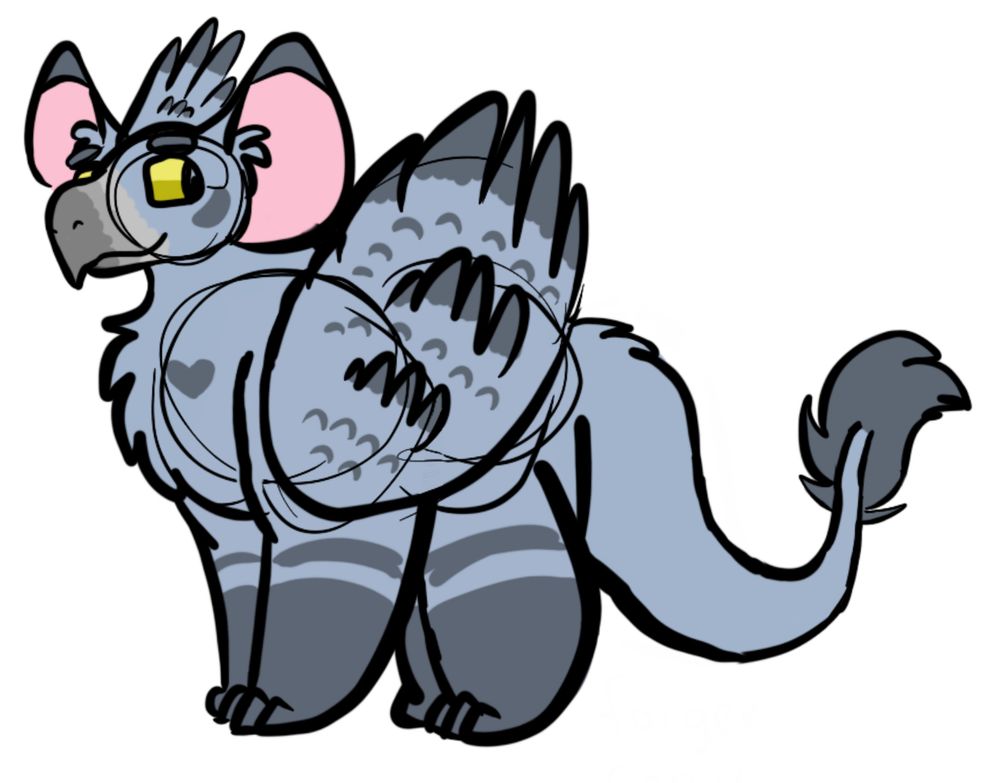 A harpy eagle gryphon with a tufted tail. Carru looking very strong, like a goliath bird...er... an oncoming storm!