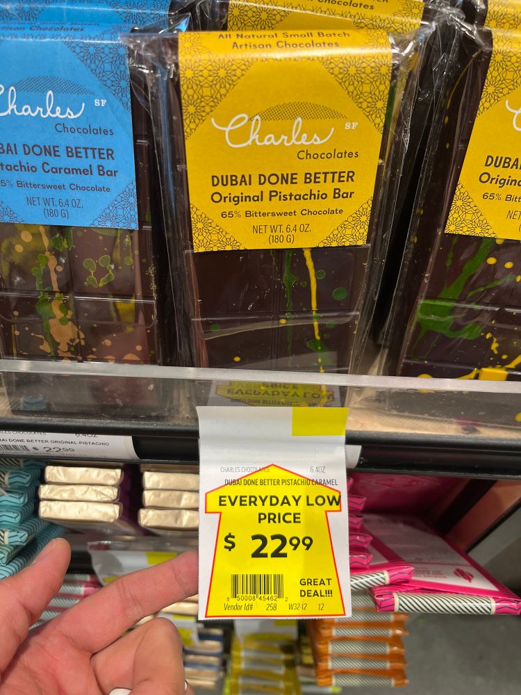 Everyday “low” price for a single chocolate bar: $22.99
