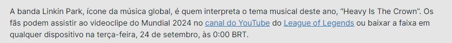 texto do lolesports br dizendo que a música do mundial saía 24/09 0:00 BRT (Meia Noite horário de Brasília)