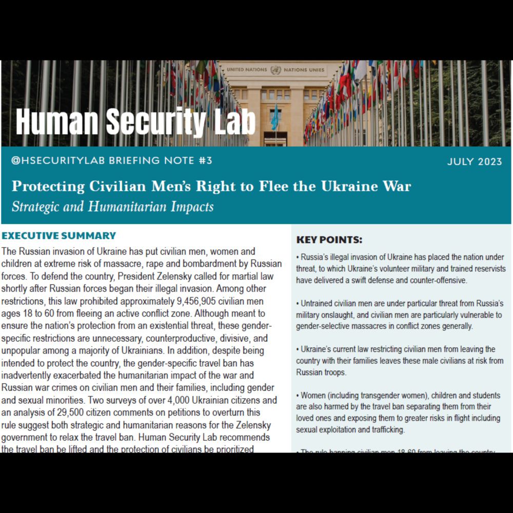 Human Security Lab Launches New Report Calling for End to Gender-Selective Travel Ban in Ukraine War...