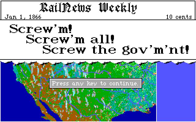 RAILNEWS WEEKLY: Screw'm! Screw'm all! Screw the gov'm'nt!

Legends Of The Fall (1994), Railroad Tycoon (1990)

