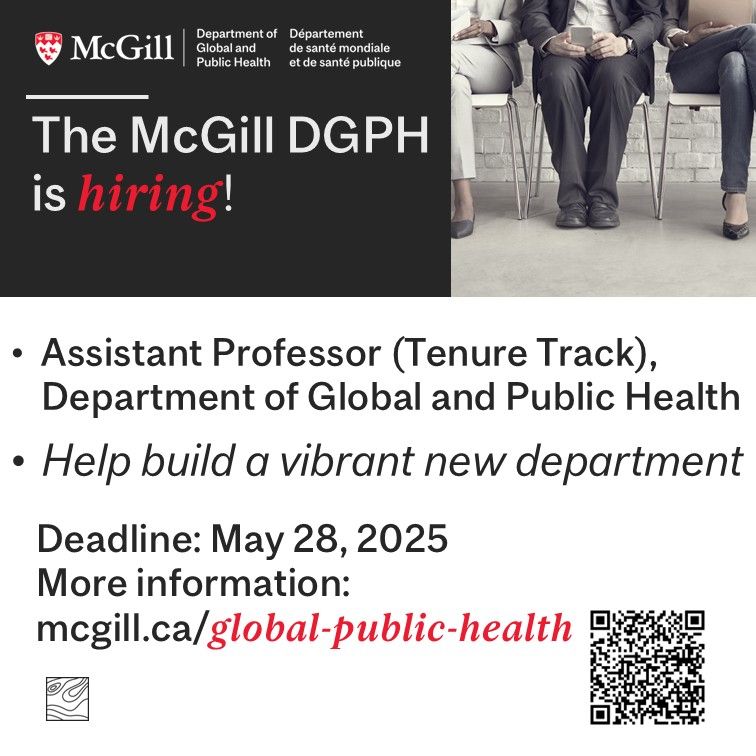 Flyer for a tenure track Assistant Professor Position at the Department of Global and Public Health with the DGPH logo.