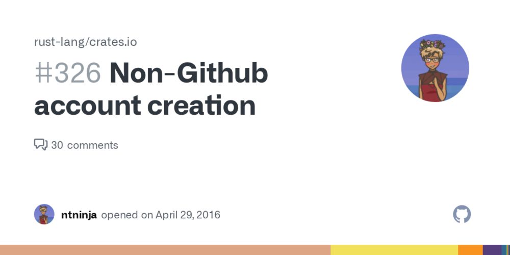Non-Github account creation · Issue #326 · rust-lang/crates.io
