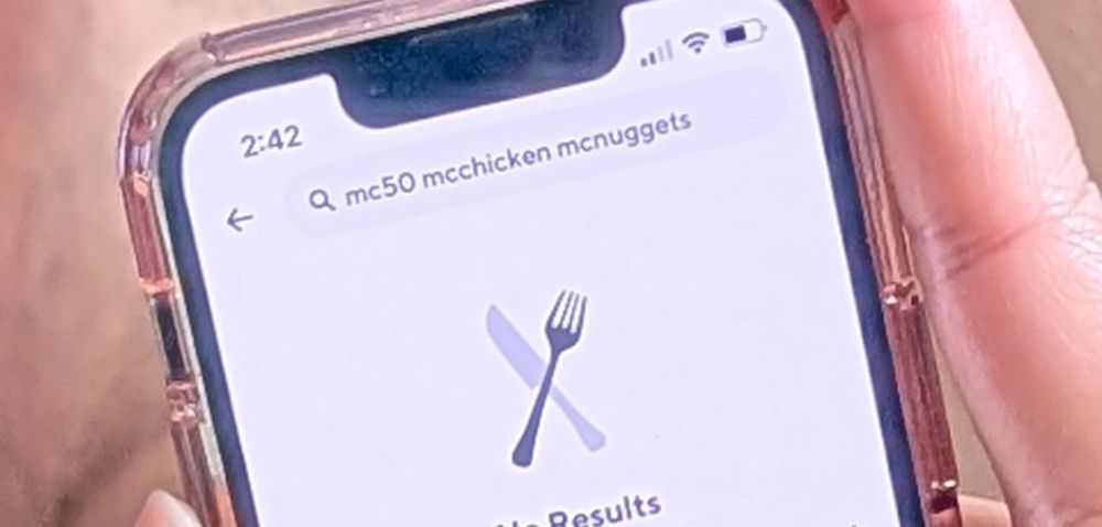 My wife typing in the search bar in the door dash app that says "mc50 mcchicken mcnuggets"