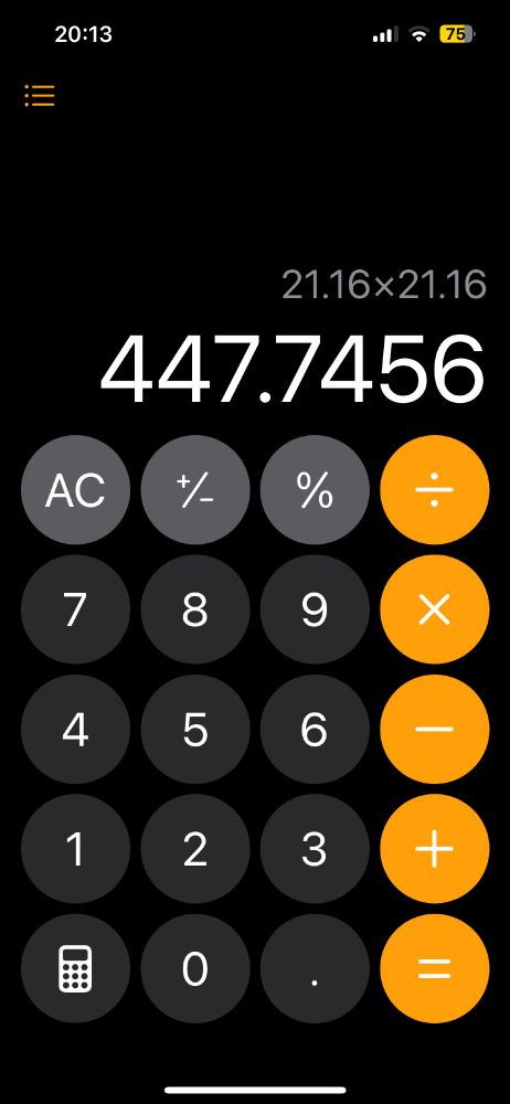 <calculator interface>
21.16*21.16
447.7456