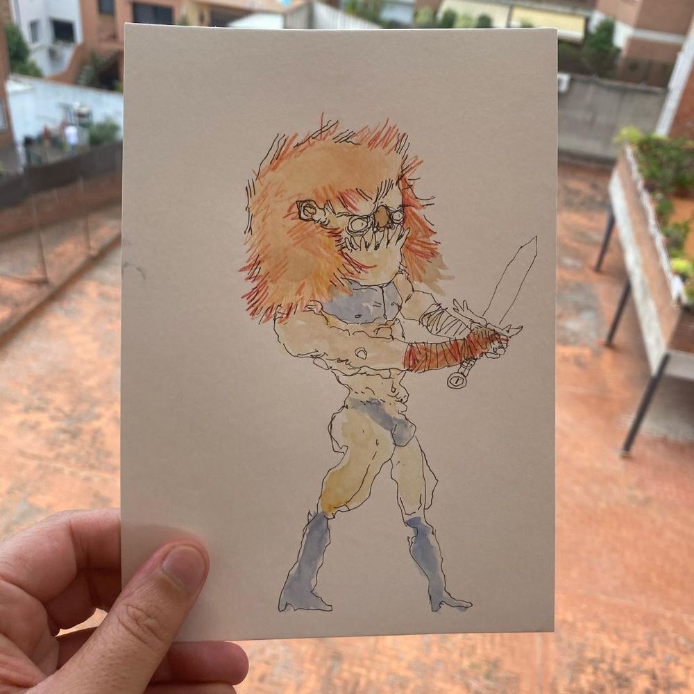 Dibujo con acuarela de Lion-O de los thundercats