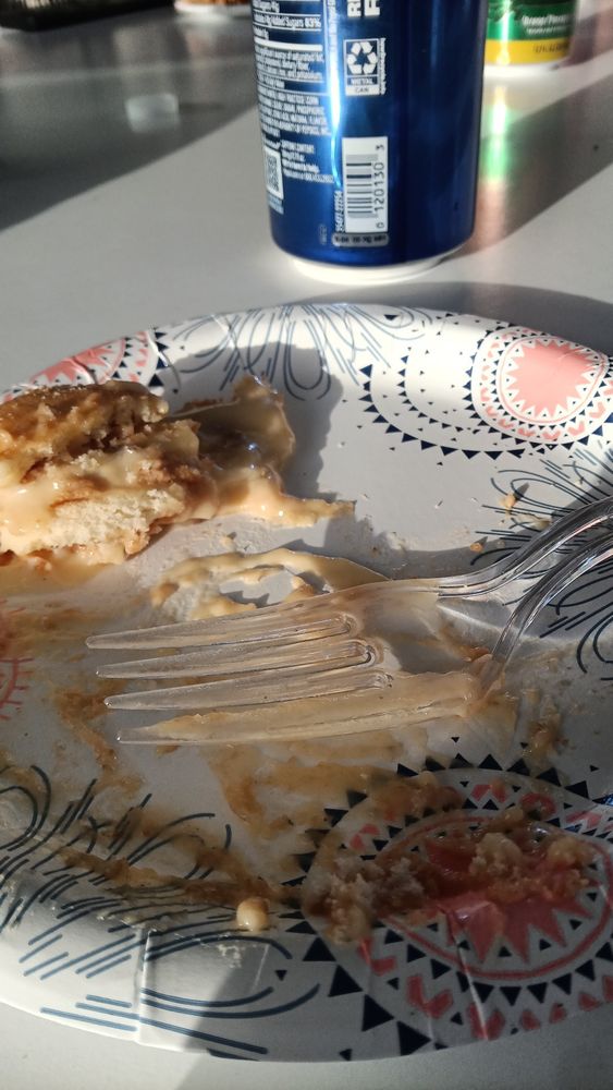 a little bit left of the banana pudding her mom made for dessert!