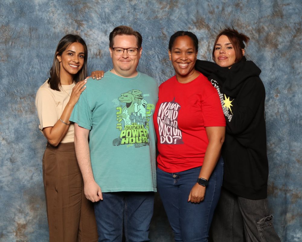 Trey and Sonaite with Mandip Gill and Billie Piper.