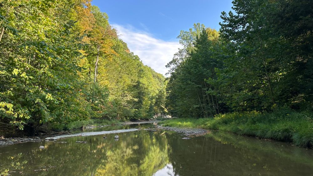 West along Mill Creek with some of the Chagrin shale formations 
