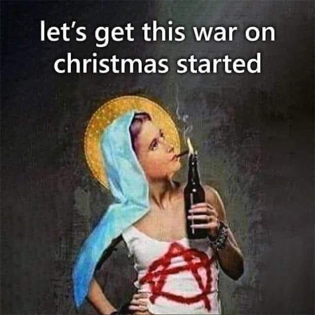 Meme of a woman and an anarchy shirt lighting a cigarette with the Molotov cocktail. 