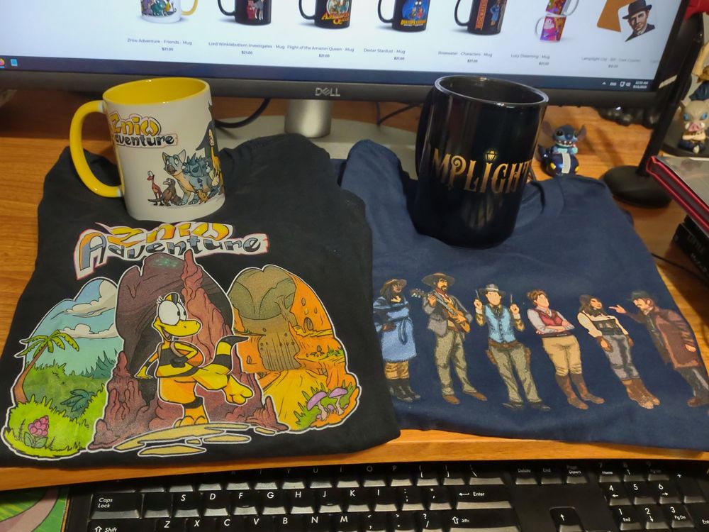 Zniw Adventure mug and shirt, Lamplight City mug, Rosewater shirt