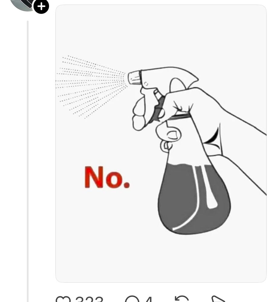 Cartoon says "no." There a drawing of Simone firing a spray bottle.