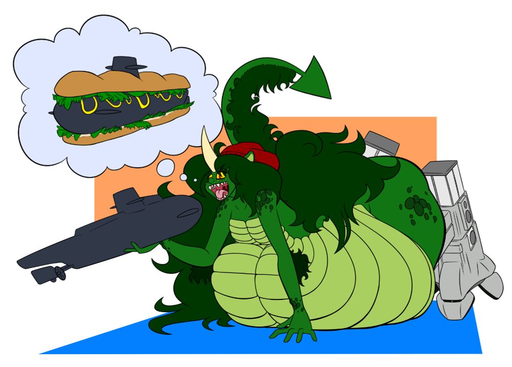 KaiJade, her stomach already packed full of goodness knows what, about to enjoy a sub. Not a sub sandwich, an entire submarine. Not that she really cares much, a sub is a sub to her. 
